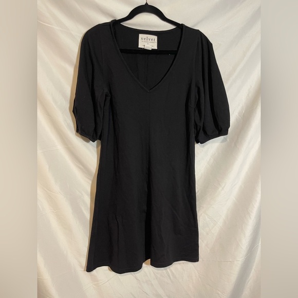 Anthropologie Black Velvet V-Neck Blouse - Picture 1 of 6